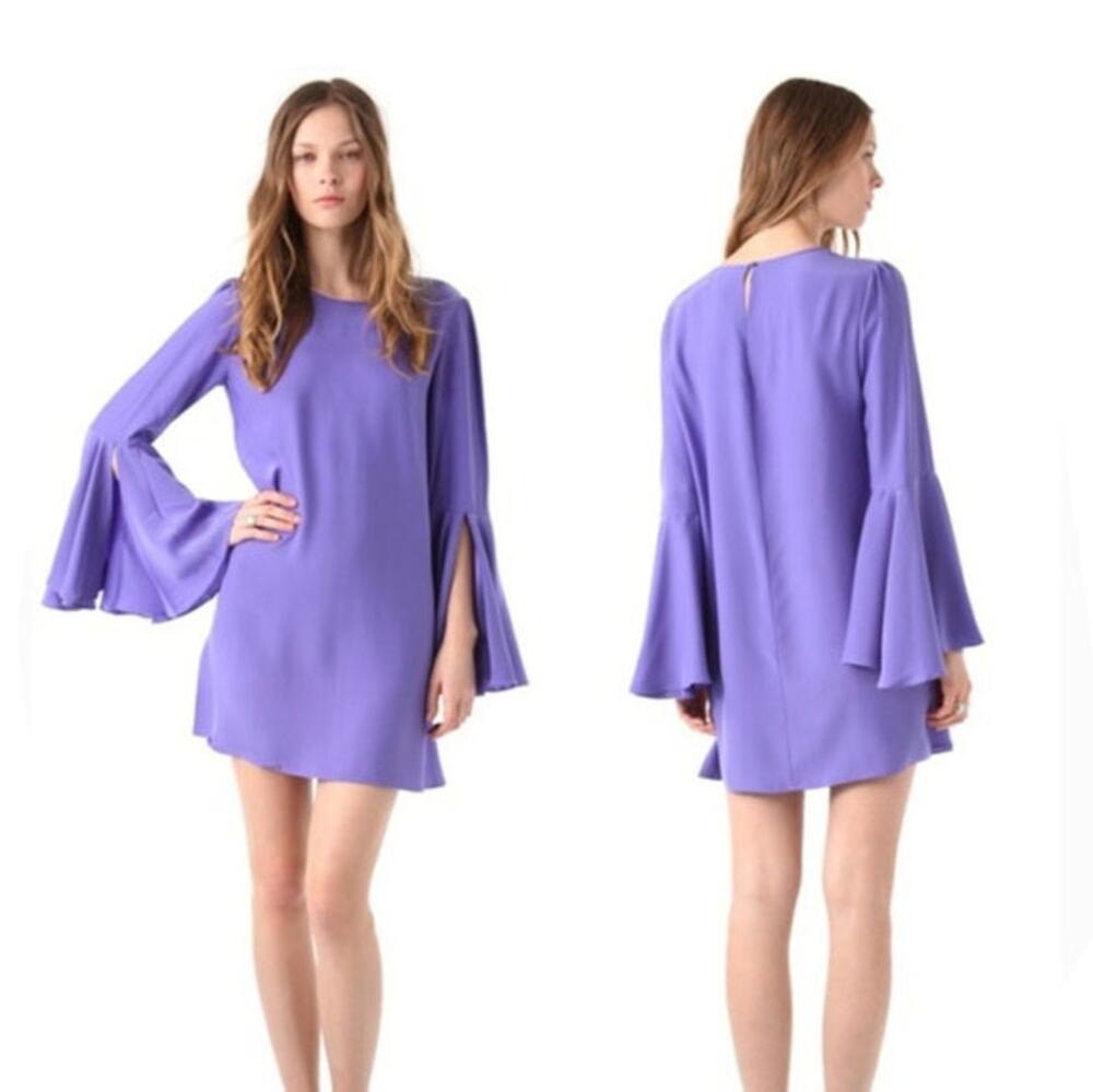 Elizabeth & James Womens Mabel Bell Sleeve Silk Dress XS